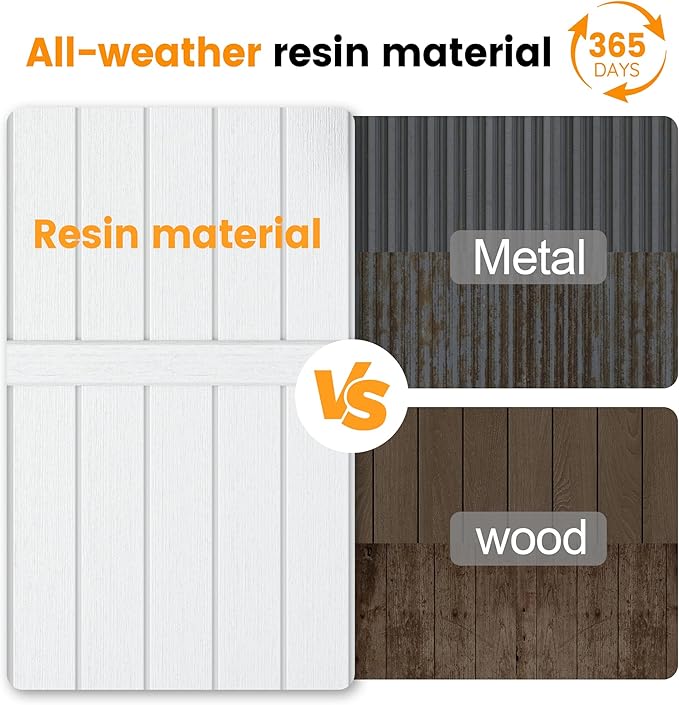 LHBcraft Outdoor Storage Cabinet 36 Cu Ft with Lockable Doors, Portable Horizontal Resin Storage Shed - Easy to Assemble, Waterproof Small Storage Shed with Floor