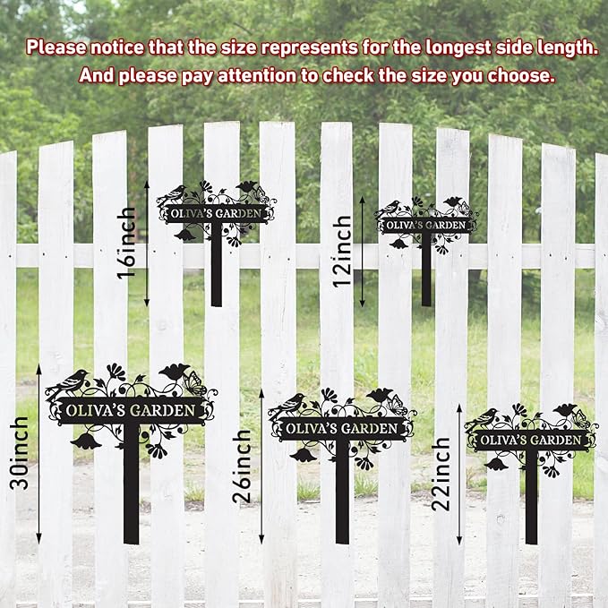 Metal Signs Customized | Personalized Garden Stake Metal Sign | Custom Metal Garden Sign | Personalized Garden Name Sign | Custom Sign Outdoor Metal | Gardening Decor Gifts for Gardeners