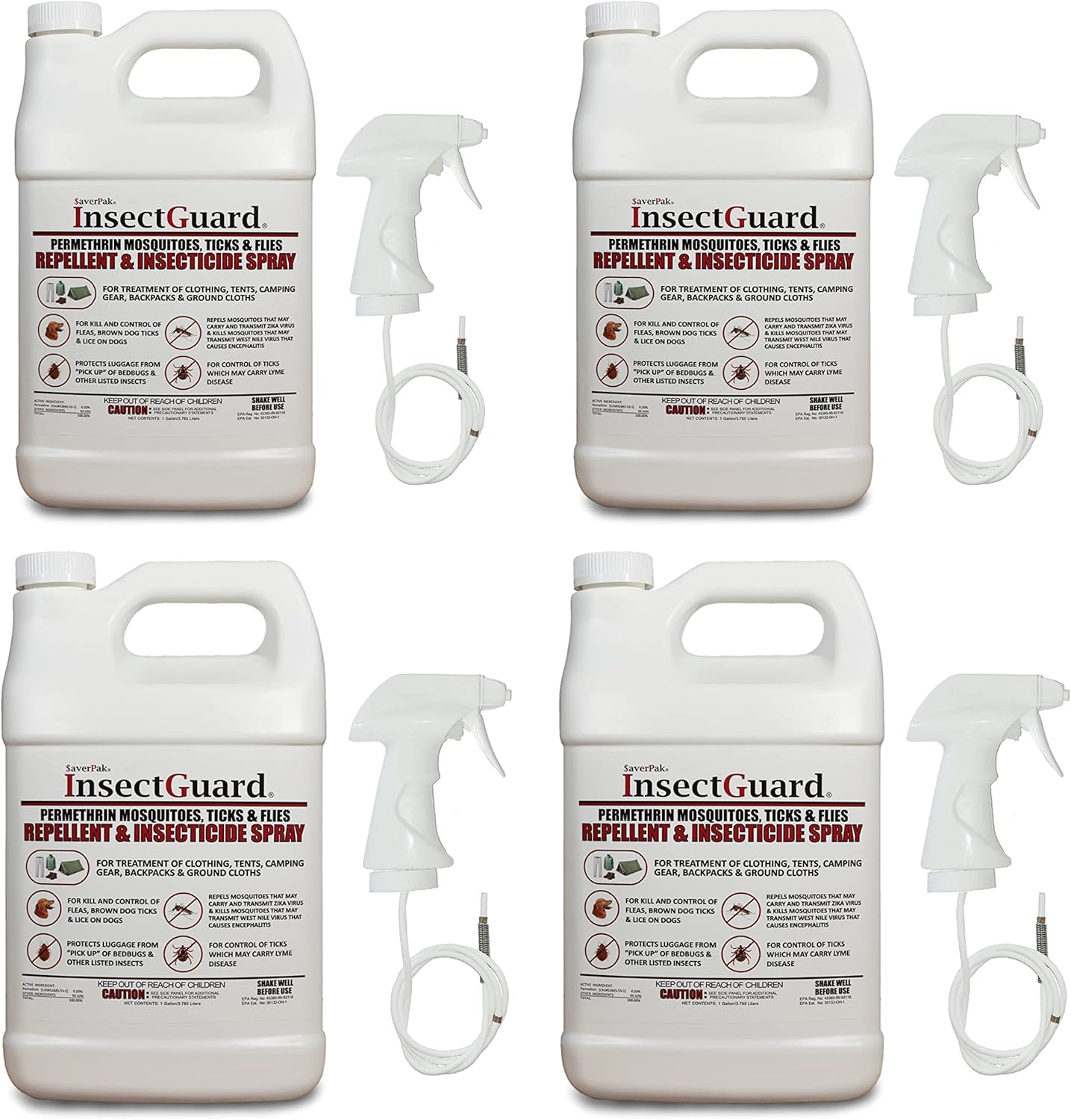 InsectGuard Permethrin Mosquitoes, Ticks and Flies Repellent & Insecticide Spray Gallon (128.00oz) 4 Pack - Case Pack