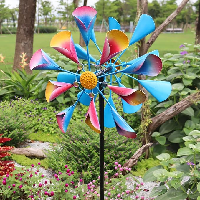 Wind Spinner Outdoor Hangable Wind Spinners 360 Degrees Metal Colorful Wind Spinner for Yard and Garden