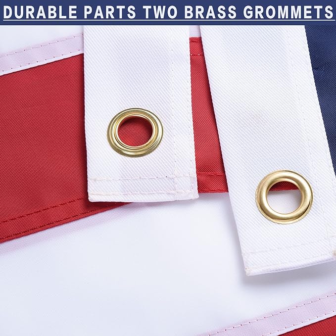 American Flag 8x12 Outside, US Flags for Outdoor Indoor, Heavy Duty Durable, Deluxe Embroidered Stars, Brass Grommets, Sewn Stripes, Vivid Color, Fade Resistant and waterproof