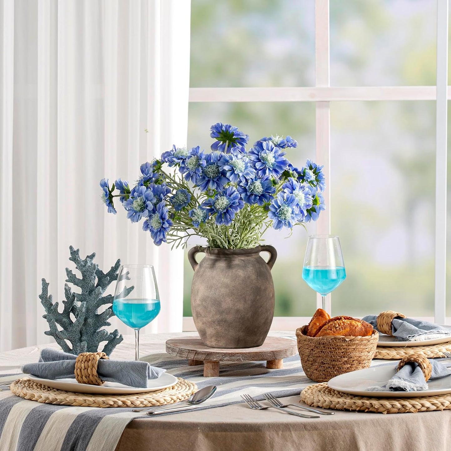 Ceramic Flower Vase 7.6 inch Farmhouse Rustic Vase Decorative Pottery Terracotta Vases for Home Decor Table Mantle Fireplace Living Room Bathroom Wedding Centerpiece (Black)