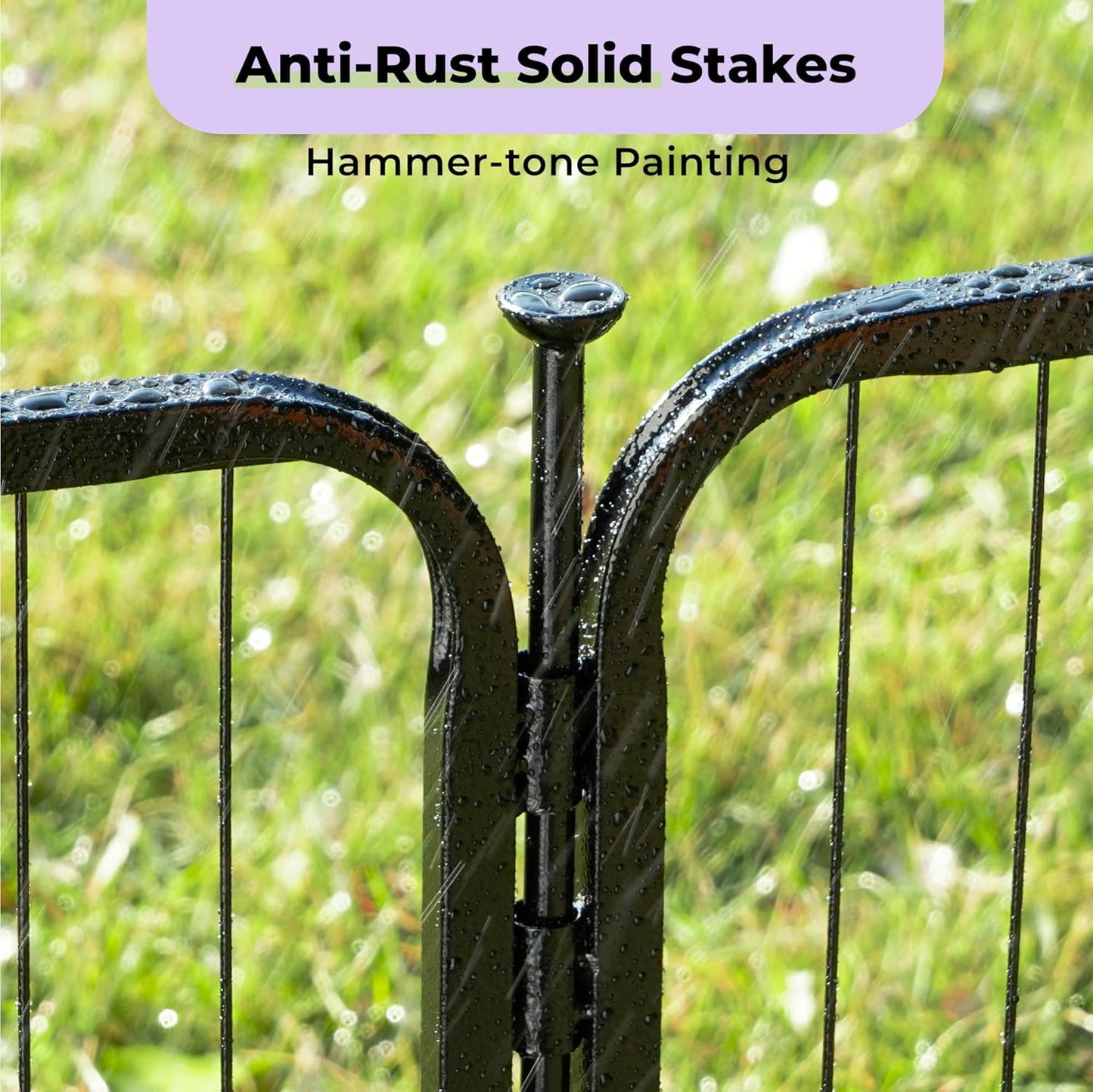 Doorless Garden Fence 24 in(H) x 3.7 ft(L) 2 Panels, Heavy Duty Metal Animal Barrier Fence, No Dig Fence for Dogs, Rabbit Fence for Garden, Black