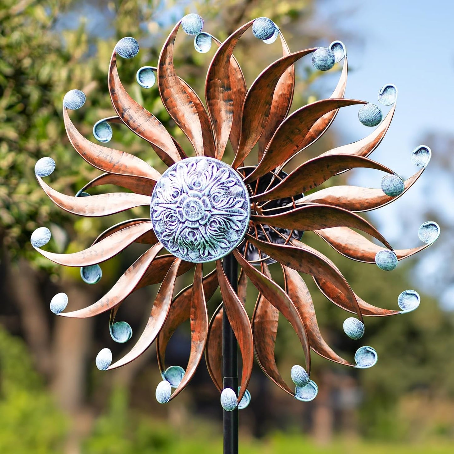 Wind Spinners Outdoor Metal Large with Stake- 84'' Wind Spinners for Yard and Garden - Windmill for Yard - Ideal Gift Metal Yard Art for Family, Friends, Garden Lovers (Willow Leaf)