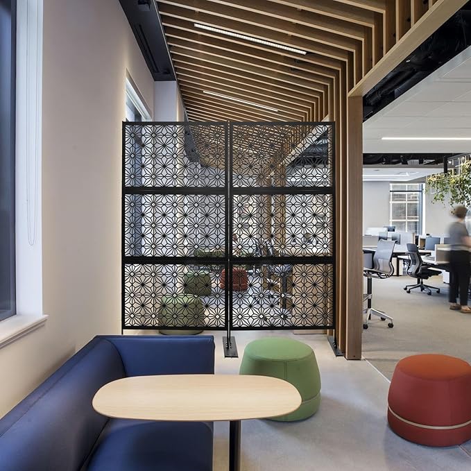 6.5FT Outdoor Metal Privacy Screen, Outdoor Privacy Panels, Freestanding Privacys Fence with Sturdy Stands, Durable Steel for Patio for Courtyard, Balcony, Garden and Other Indoor Places