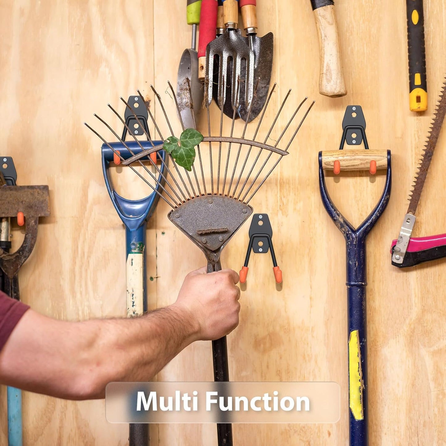 Utility Steel Wall Mount Heavy Duty Garage Hooks with Anti-Slip Coating,Storage More Yard,Garden and Power Tools and for Hanging Hose,Ladder and Bike(8 Pack 4.5x2.75 inch)