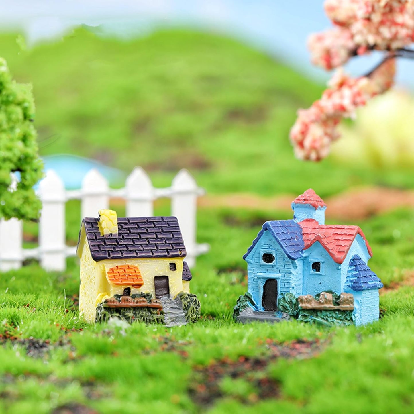 Miniature Garden Accessories - 14PCS Micro Landscape Ornaments with Pond, Lighthouse, Bridge,Realistic Resin Decor for DIY Crafts, Gift for Plant & Home Decor Lovers (European Pastoral Style)