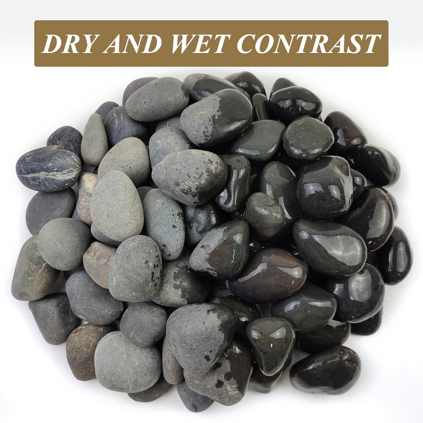 10 Pounds Black River Rocks, 2-3 Inch Black Stones Pebbles for Plants, Landscaping, Garden, Aquarium, Backyard and Indoor Water Fountains