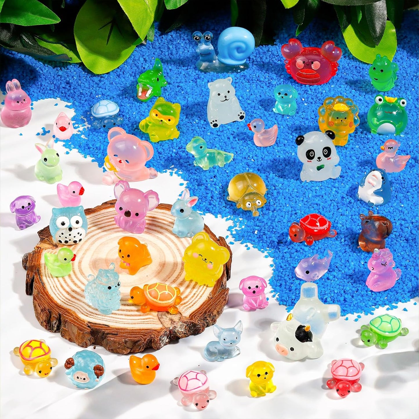 80 Pcs Luminous Mini Resin Animals 80 Styles Tiny Little Glow in The Dark Animal Figures to Hide Miniature Ducks Figurines for Party Favors DIY Fairy Garden Dollhouse Micro Landscape Aquarium Decor