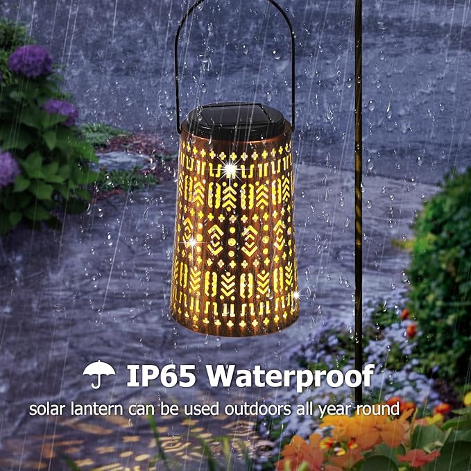 Solar Lanterns Outdoor Waterproof, Hanging Solar Lantern Garden Decor, Decorative Lights for Yard, Patio, Lawn, Porch, Unique Housewarming Gifts (Garden)