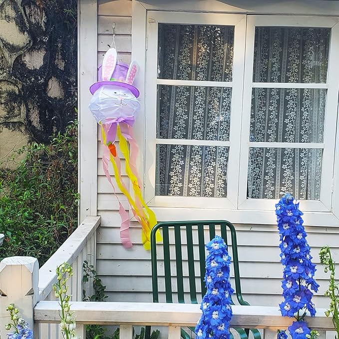 Easter Windsock Bunny Wind Socks Enduring Wind Socks for Outdoor Hanging Yard and Party Winter Festival Garden Décor 44.9 Inch