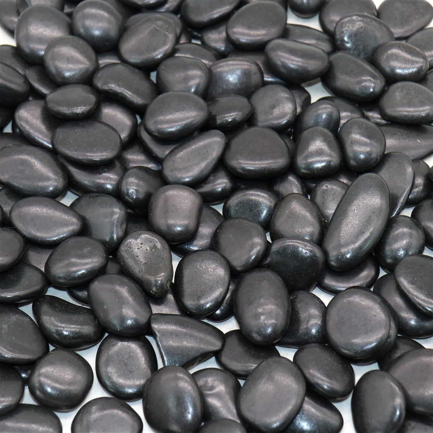 Black Rocks for Plants - Decorative Polished Pebbles 1/2 to 1 Inch 2 lbs. for Garden, Vase Fillers, Succulents, Pots (SM 0.5 to 1 Inch, Polished, 2)