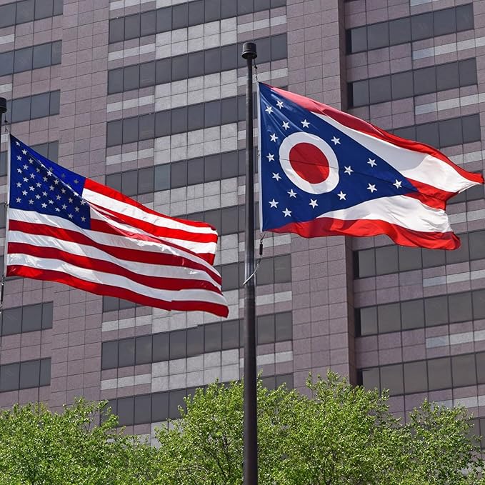 TOPFLAGS Ohio Flag 3X5 Outdoor OH Flag Double Sided Embroidered Longest Lasting Heavy Duty Polyester Stronger Brass Grommets 2 Stitched Hemming Perfect for Outside