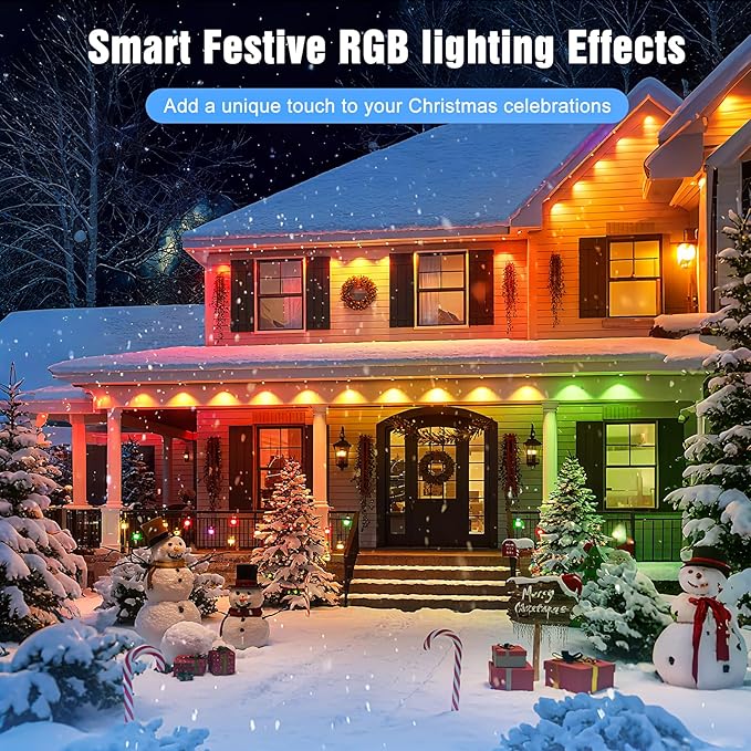 Permanent Outdoor Lights for House, 200FT RGB+IC Smart Eave Lights with DIY Color, IP67 Waterproof, App & Remote Control, 72 Scene Modes, Outdoor Roof Lighting for Christmas, Holiday & Daily Decor