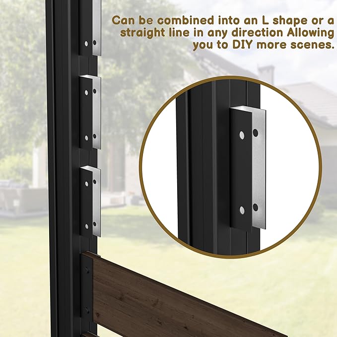 MUPATER 5FT×6.5FT No-Dig Wood Privacy Screen,Versatile Outdoor Screen for Hard Surfaces & Soil,Dual Setup Modes,Sturdy Aluminum Post,Decorative Fence Panel, Air Conditioner Enclosure, Brown (2 Panels)