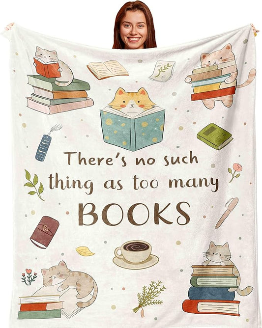 Book Lovers Gifts for Bookworm/Reader/Librarian, Books Accessories for Reading Lovers, Bookish Items for Book Club, Reading Accessories Blanket 60x50in