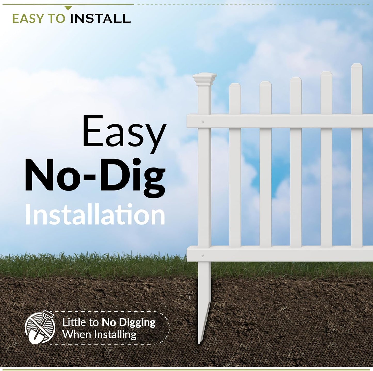 30in H x 40in W (2 Panels) No Dig Zippity Ashley Corner Vinyl Picket Fence, Garden Fence Border, Decorative Fence For Garden, White Vinyl Panels for Backyard, Patio & Yard, ZP19007