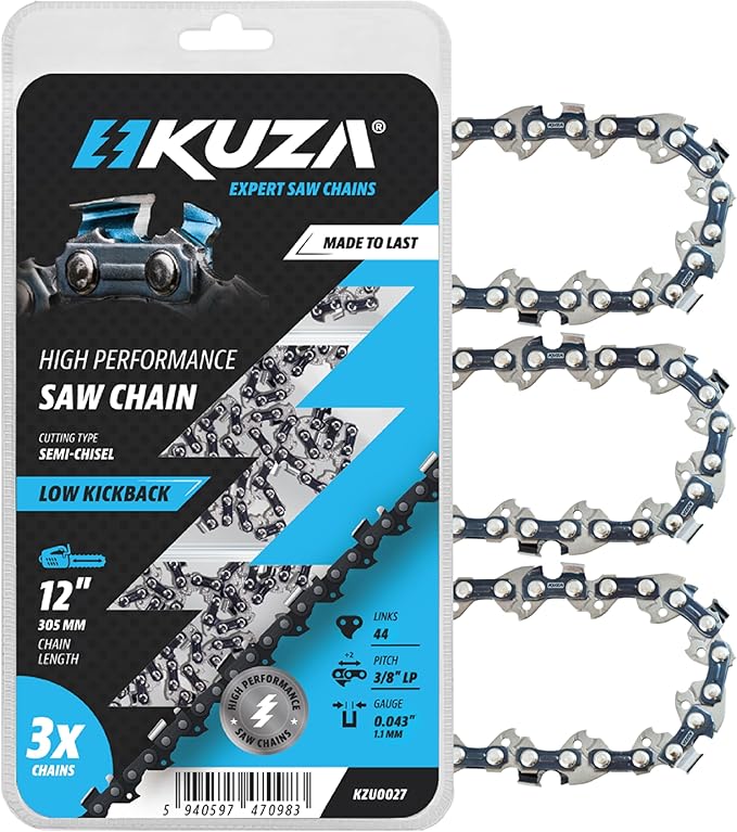 Premium Chainsaw Chain 12 Inch 3/8" LP Pitch .043" Gauge 44 Drive Links- 61PMM3 44 Fits STIHL HT101, ECHO PPF-210/225/265/280/2620, PPT-260/266-36100050044, 90PX44CQ and more (3 Chains)