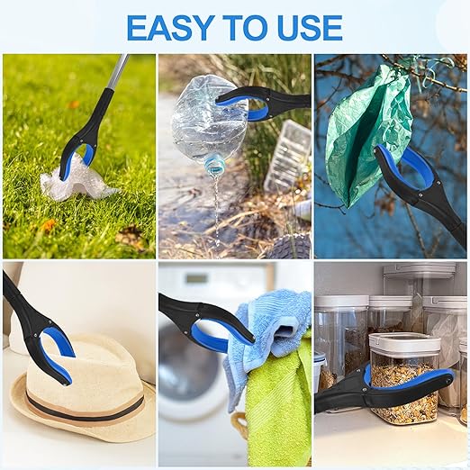 6 Pack 32 Inch Commercial Trash Grabber for Elderly Assist, Heavy Duty Lightweight Reacher with Ergonomic Handle & Non-Slip Grip, Multi-Use Outdoor Home Garden Cleanup Mobility Aid Tool