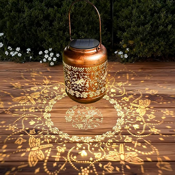 Dragonfly Solar Lanterns Outdoor Waterproof, Christmas Birthday Gifts for Women Metal Hanging Solar Lights for Yard Garden Decor Dragonfly Thanksgiving Gardening Gifts for Mom Grandma