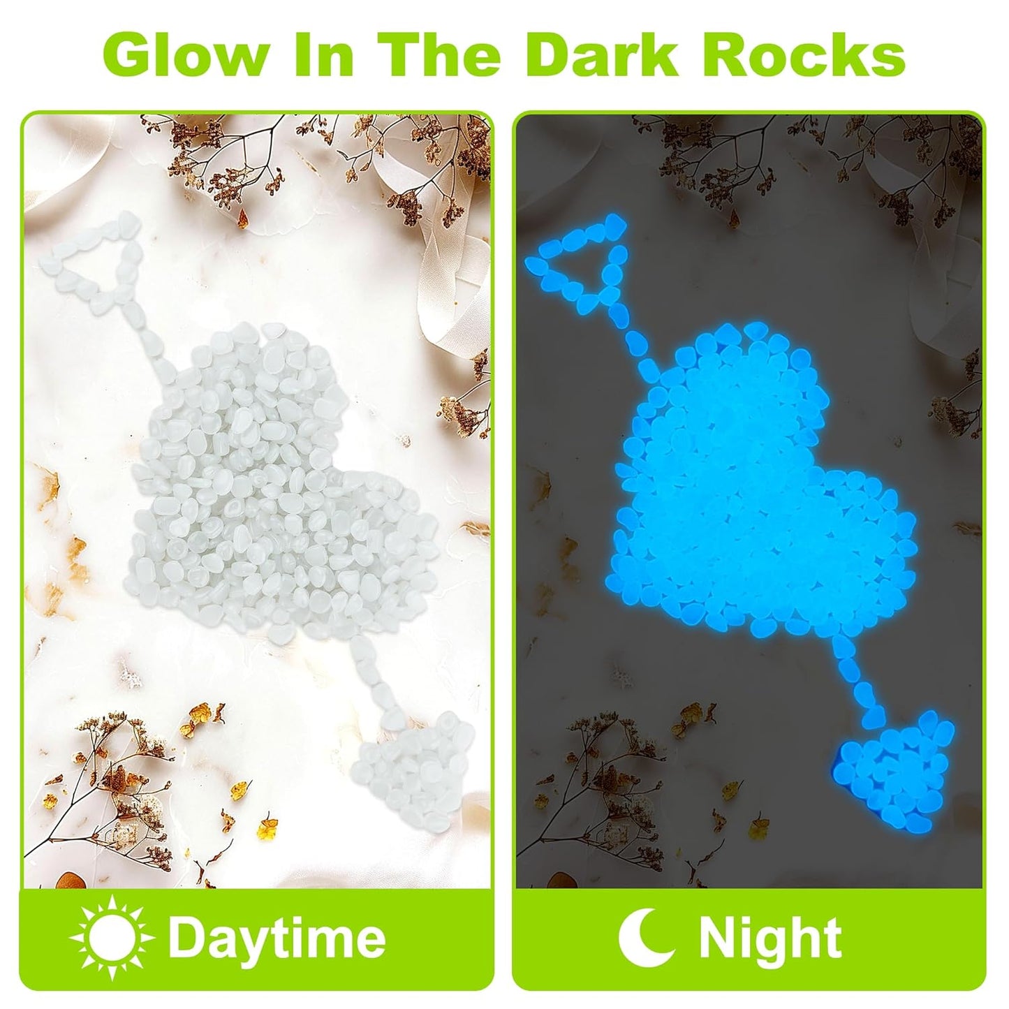 4000pcs 5-8mm White Glowing Pebbles Glow Pebbles Aquarium Rocks Glow in The Dark Decorative Stones for Walkways Driveway Yard Grass Fish Tank Plant Pots