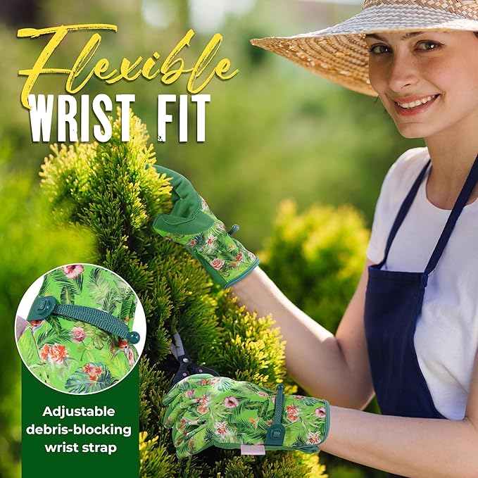 HANDLANDY Gardening Gloves for Women, Breathable Ladies Leather Garden Yard Gloves Best Gift for Gardeners