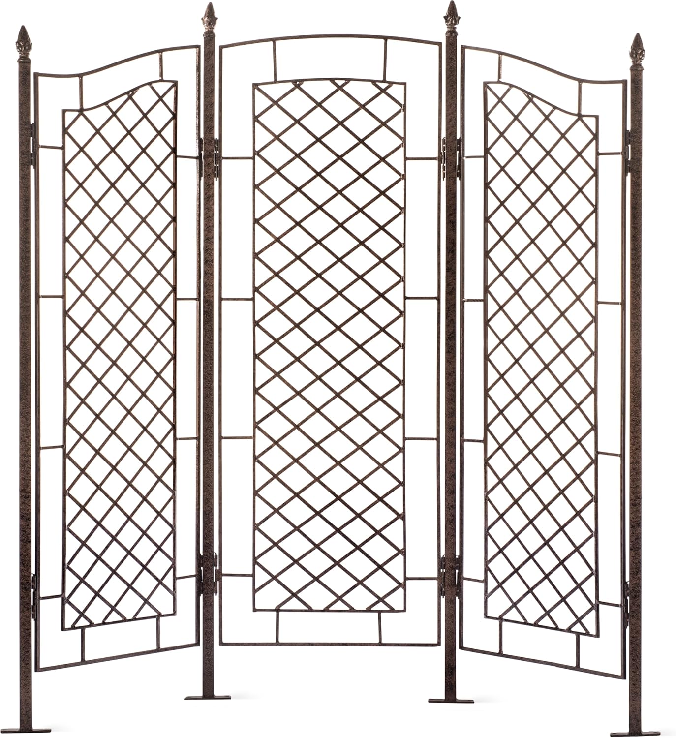 H Potter Large Garden Trellis for Climbing Plants Wrought Iron Metal 3 Panel Ivy Garden Privacy Screen Patio Deck GAR573L