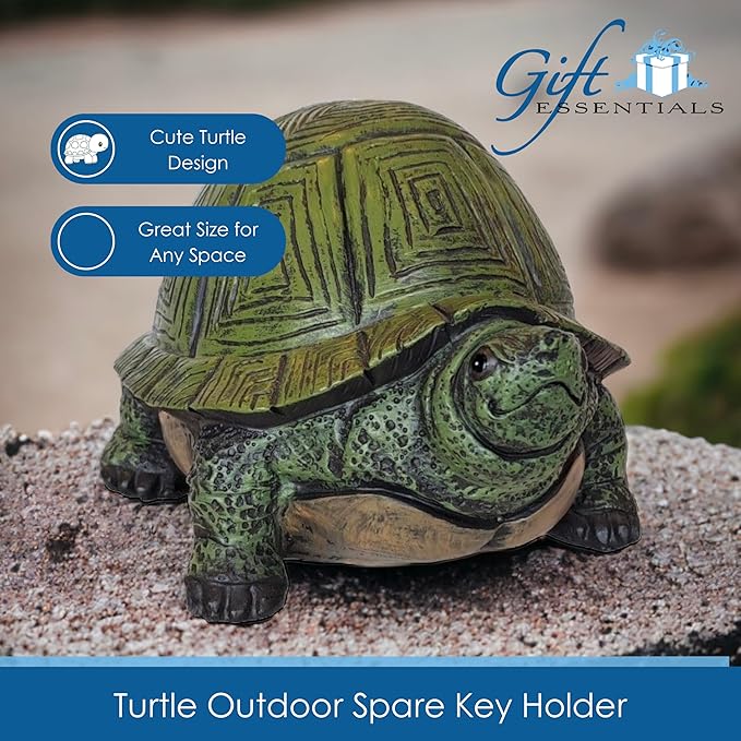 Stocky Turtle Garden and Patio Decor and Key Hider - Holds 2 Hidden Keys Outside, Secret Hidden Door Underneath