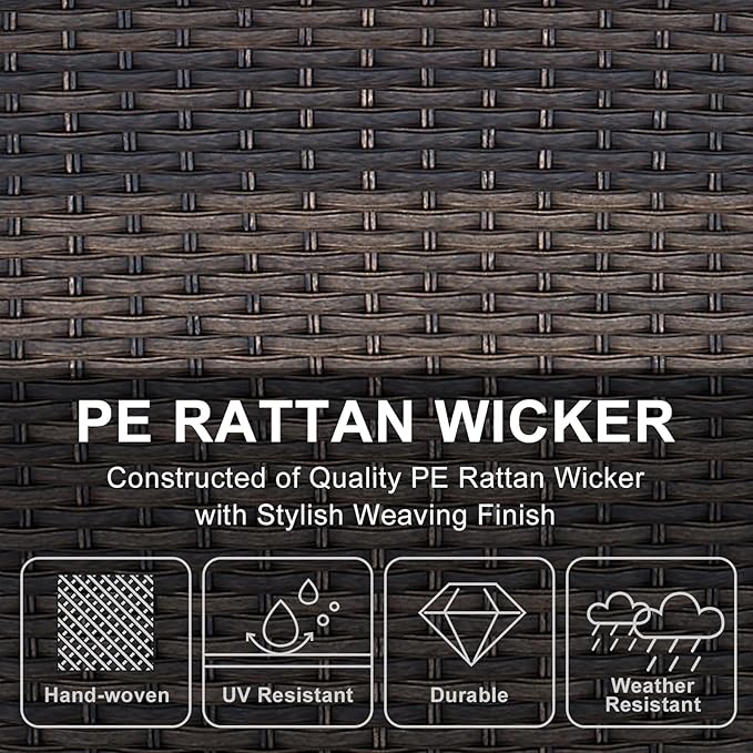 HUMMUH 4-Piece Patio Furniture Wicker Outdoor Conversation Set,All-Weather Rattan Outdoor Sofa Set Patio Chairs Coffee Table for Backyard,Porch,Deck