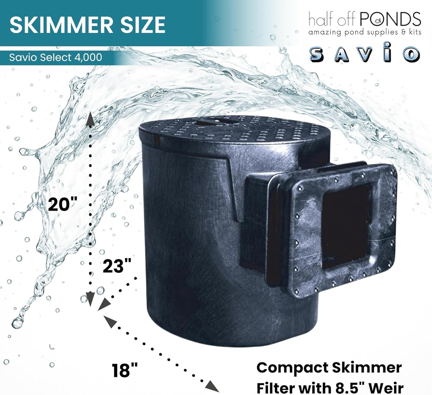 HALF OFF PONDS Savio Select 4,000 GPH Submersible Pump Pond Kit with 15' x 25' EPDM Rubber Pond Liner, UV Clarifier for Water Garden & Koi Pond