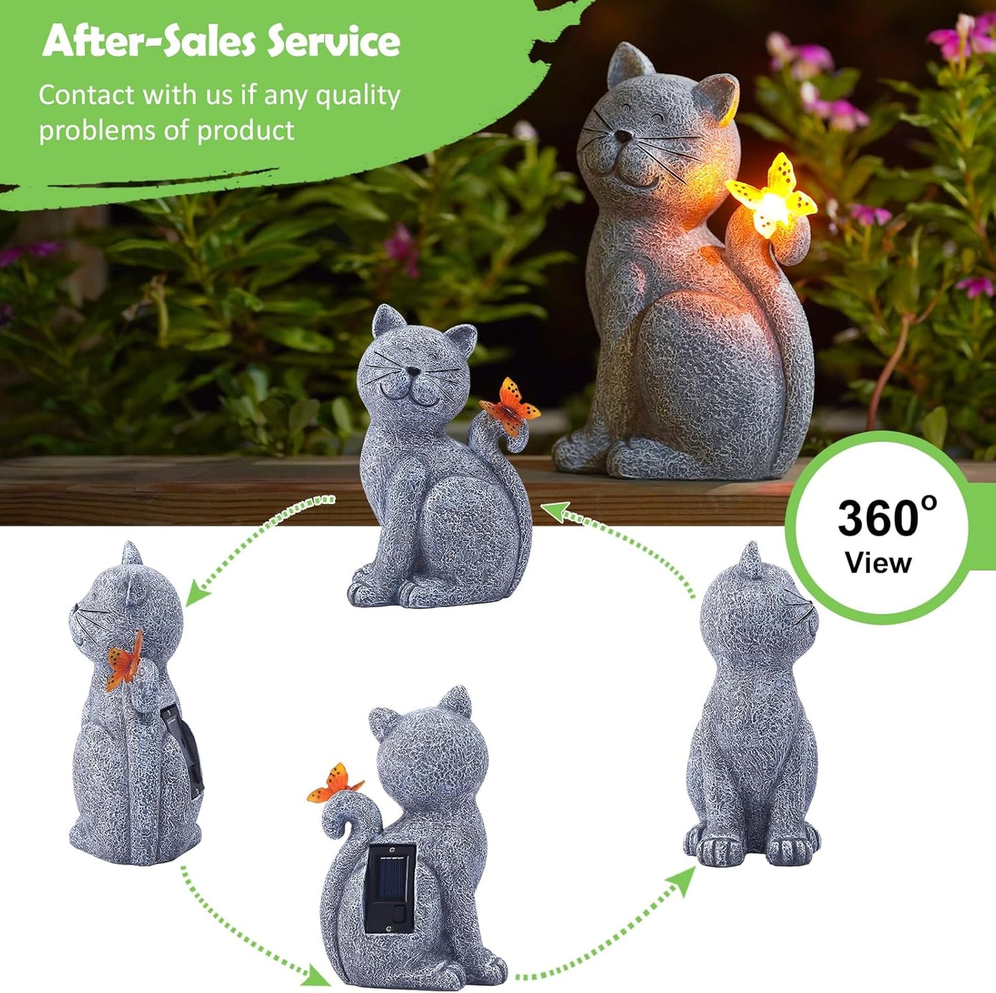 Nacome Cat Outdoor Statues for Garden: Outside Decor with Butterfly Clearance for Yard Art Lawn Ornaments Porch Patio Balcony Home House - Birthday Gifts for Grandma Mom Women