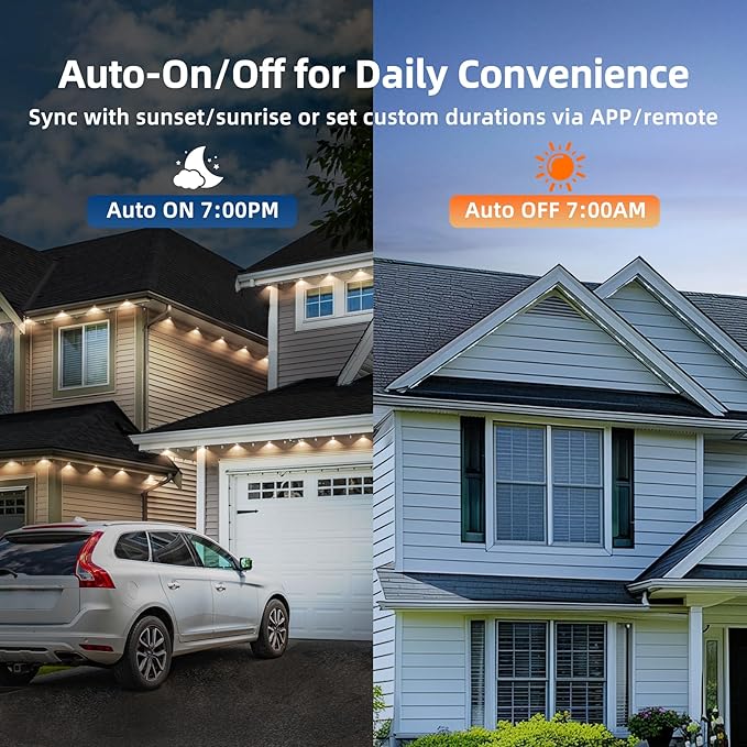 50FT Permanent Outdoor Lights, RGB LED Eaves Lights with App/Remote Control,Waterproof Smart String Light for Christmas and All Holiday Decor,Daily and Party Lighting,House Roof and Garden Lighting