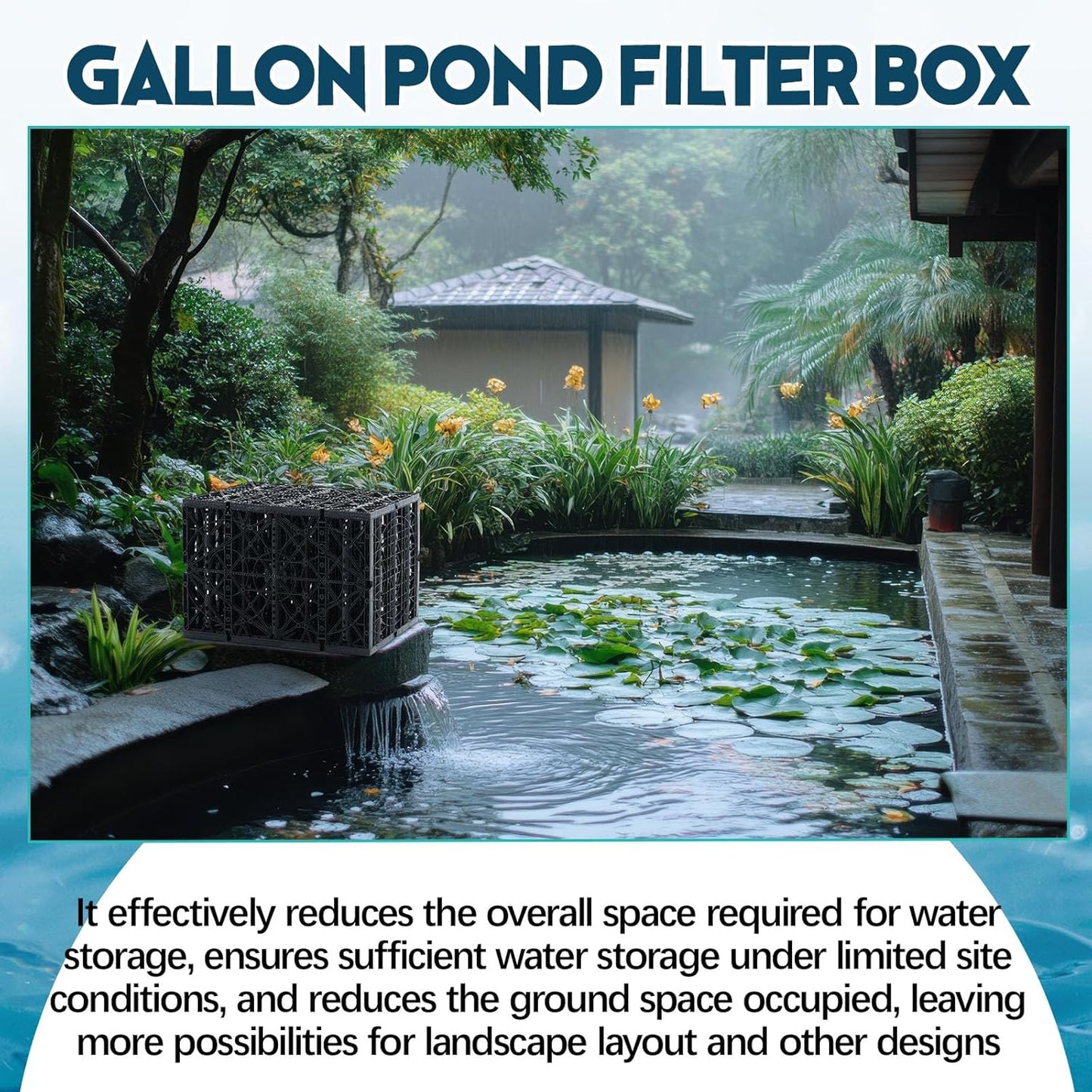 2 Pack 33 Gallon Water Storage Module Block System Water Garden Matrix Block for Pond Free Waterfalls Disappearing Waterfall or Fountain Features