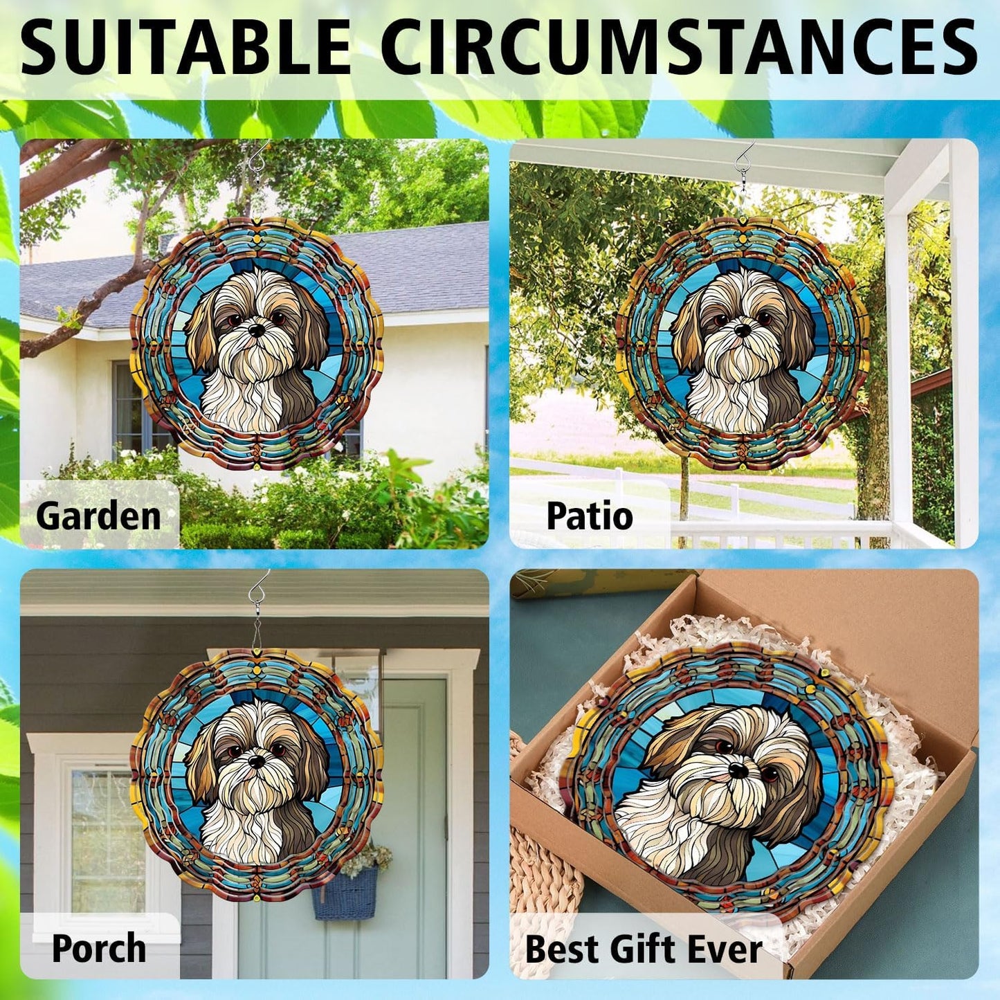 Shih Tzu Yard and Garden Wind Spinner, Unique 3D Hanging Shih Tzu Wind Spinner