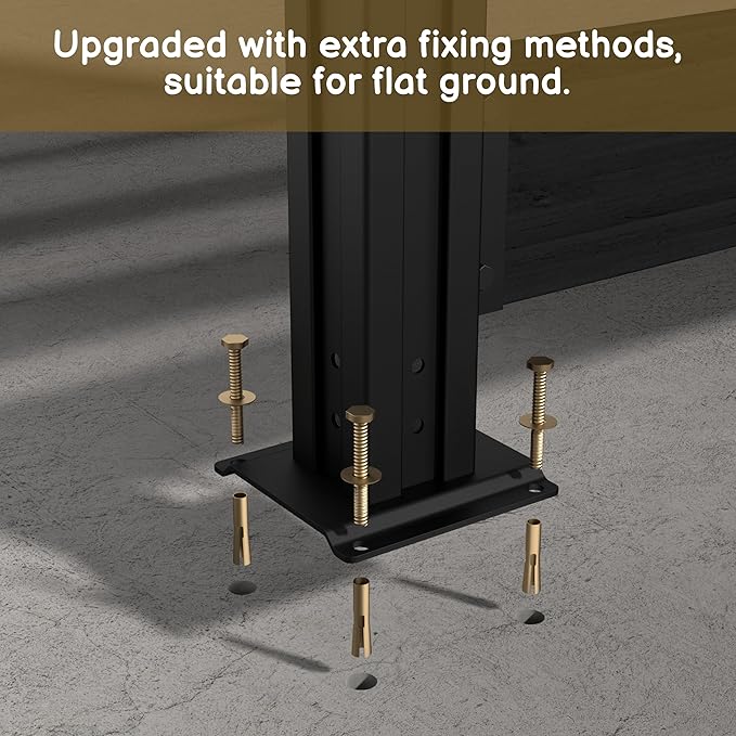 MUPATER 49'' H×78'' W Outdoor Fence Privacy Screen, No Dig Wood Privacy Screen for Hard Ground and Soil, Privacy Fence Panel, Air Conditioner Fence with Aluminum Post, 2 Way to Use, Black (2 Panels)