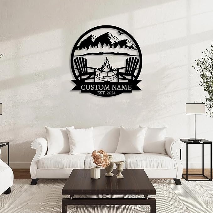 Personalized Camping Signs | Custom Metal Sign | Custom Mountain Campfire Sign | Custom Signs Outdoor Metal | Family Name Sign | Personalized Campfire Name Sign | Metal Wall Art | Camping Signs