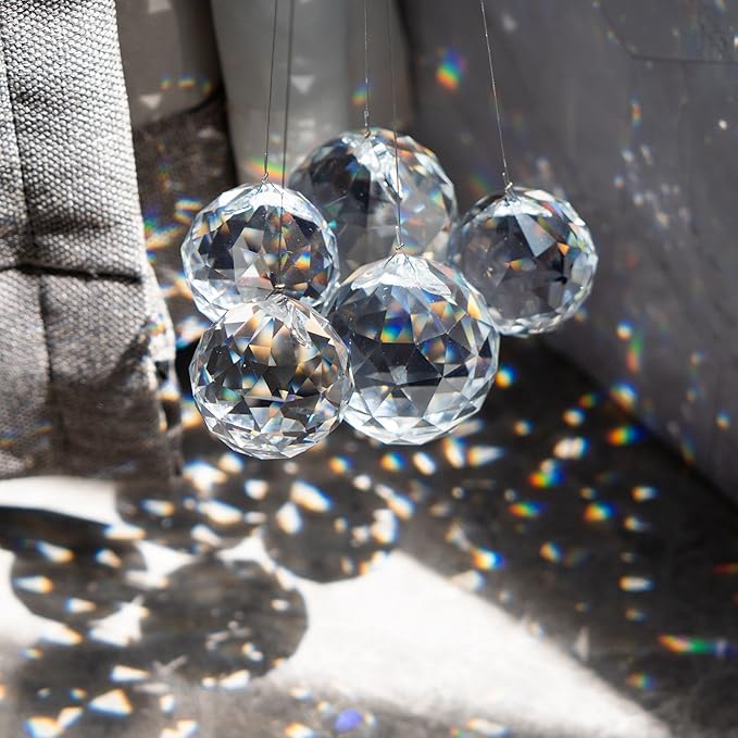 Crystalsuncatcher Clear Crystal Ball Prism Suncatcher Rainbow Maker Hanging Crystals Prisms for Windows, for Feng Shui, for Gift(30mm/1.18" 15pack)