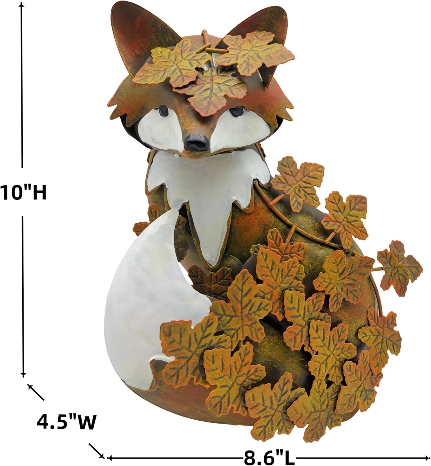 coolboy Garden Metal Fox Outdoor Statues,Interesting Maple Leaf Fox Sculpture for Patio Lawn Home Decor,Garden Art Decoration Ornament for Indoor,Terrace, Lawn,Yard,Animal Decorative