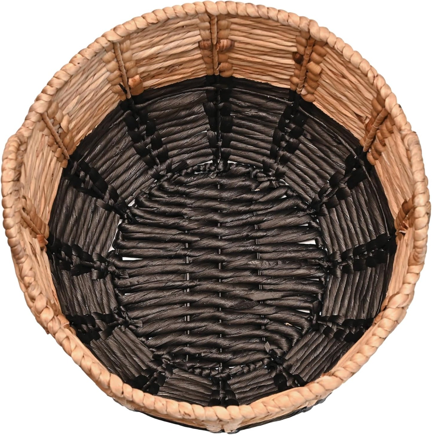 happimess BSK1003D Laurel 19.49" Bohemian Handwoven Abaca Hamper Basket with Handles, Seagrass Container for Decoration in Bedroom, Living Room, Laundry Room, Entryway, Natural, Natural/Black