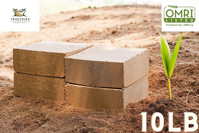 10 LB Premium Organic Coco Coir Compressed Natural Brick with Low EC and PH Balance - High Expansion for Indoor and Outdoor Potting Soil, Renewable Coco Soil for Gardening