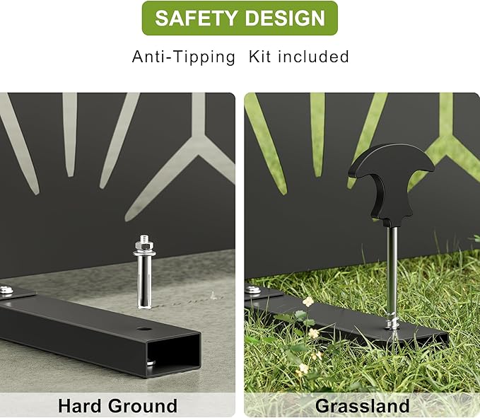 Heavy-Duty Outdoor Privacy Screen for Patio, Balcony, Backyard - 72" H * 44" W Tall Metal Room Divider with Modern Geometric Pattern, Anti-Tipping Kit, Weather Resistant, Easy Assembly
