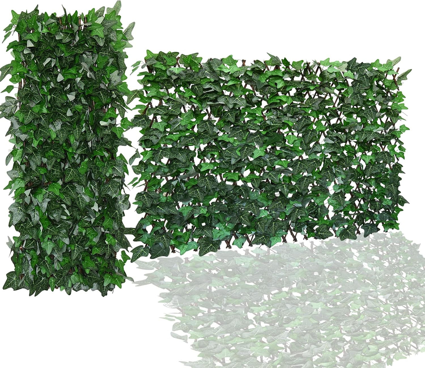 Expandable Faux Ivy Fence,Artificial Privacy Screen Decor for Outdoor Wall, Balcony and Patio, Single Sided Leaves (1, Green-Ivy)
