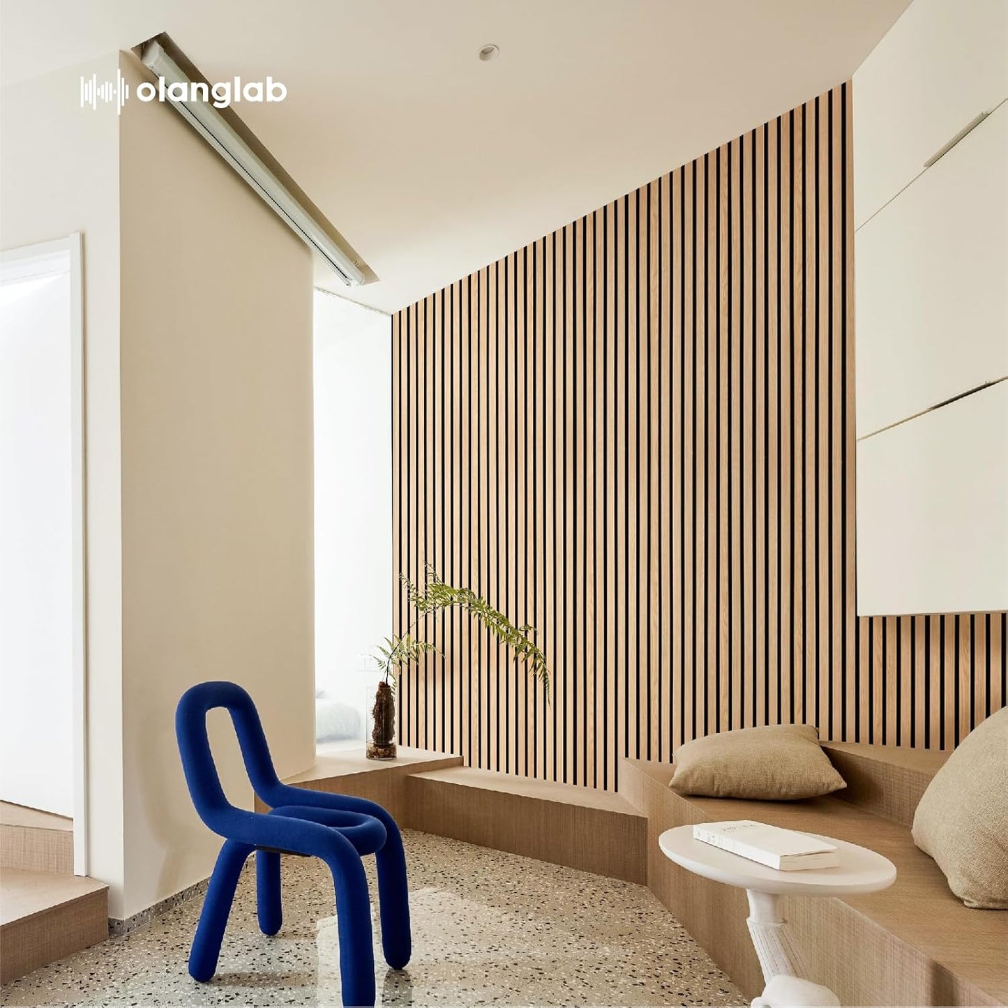 Olanglab Wood Slat Wall Panels, Wooden Acoustic Wall Panels, 94.5"x12.6" Each 3D Wall Panels for Interior Wall Decor, 4 Pack in Total 94.5"x50.4" (Warm Oak)