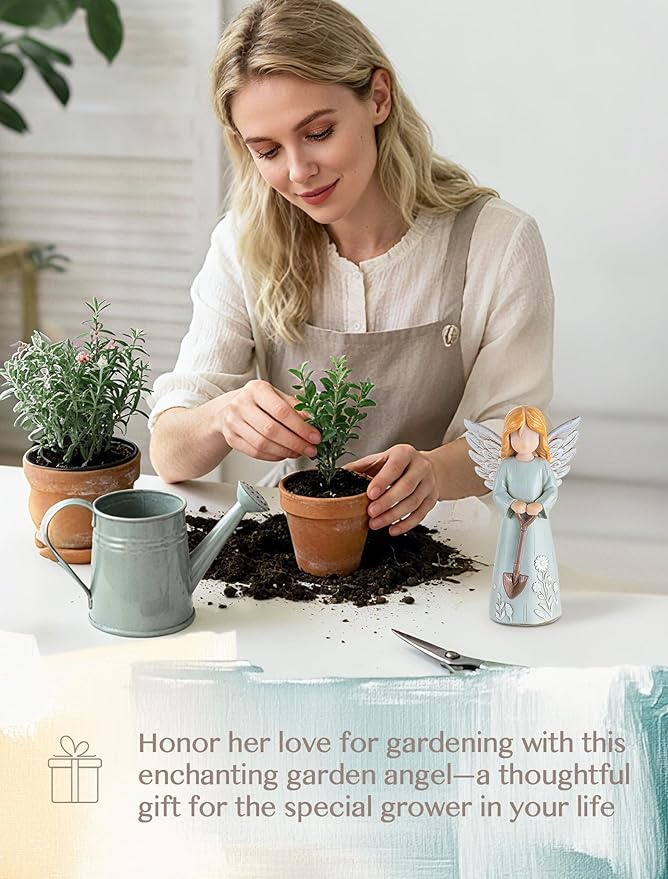 Gardening Gifts for Women: Garden Angel Figurine Gifts for Plant Lover - Gardening Angel Decoration Gifts for Gardener Best Friends Grandma Mom Sister Christmas Birthday
