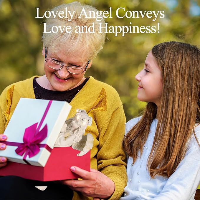 2pcs Angel Garden Statue, Warm Light Solar Garden Decor,Waterproof Outdoor Garden Decor Praying Angel Figurine Sculpture for Mom or Birthdays, Lawn Yard Patio, Sympathy Gift, White