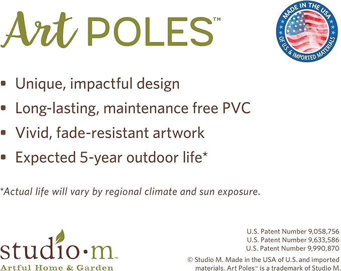 Studio M Art Pole, PVC Weather Resistant Pole with Vinyl Bowl 20 inches Tall Outdoor Decoration for Gardens, Patios, Yards, Landscaping and Birding Accessories, The Light Remains