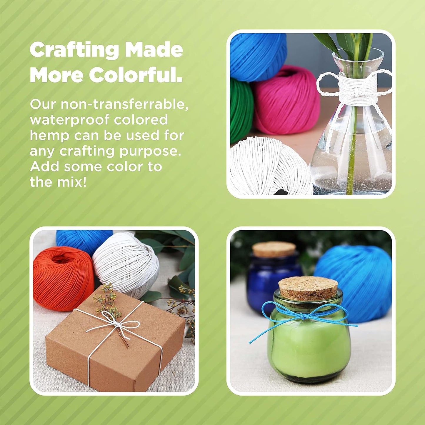 Hemp Twine for Gardening - Twine for Crafts - Organic Natural Hemp String for Jewelry Making - Strong Durable Cord for Decoration, Macrame + Cooking - 1MM, 100G/430 Ft. - 20 lb. Test Strength - White