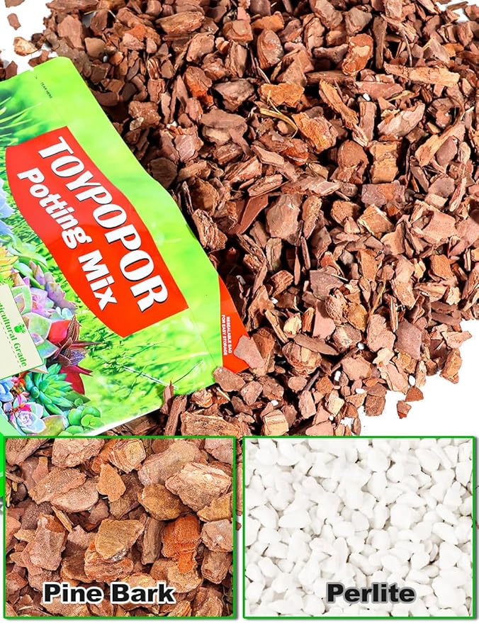 TOYPOPOR Orchid Potting Mix, (6 Quarts)Orchid Bark With Perlite, Potting Soil Medium for Plant Indoor, Pine Bark Wood Chips for Houseplant Fast Drainage, Water Retention, Air Flow and Root Ventilation