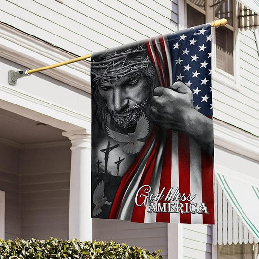 FLAGWIX Christian American Flag, God Bless America Flag - 4th of July, Independence Day Decorations for Home, Garden, 30x40 House Flag - USA Flags Premium Polyester, Decorative Indoor Outdoor Flag