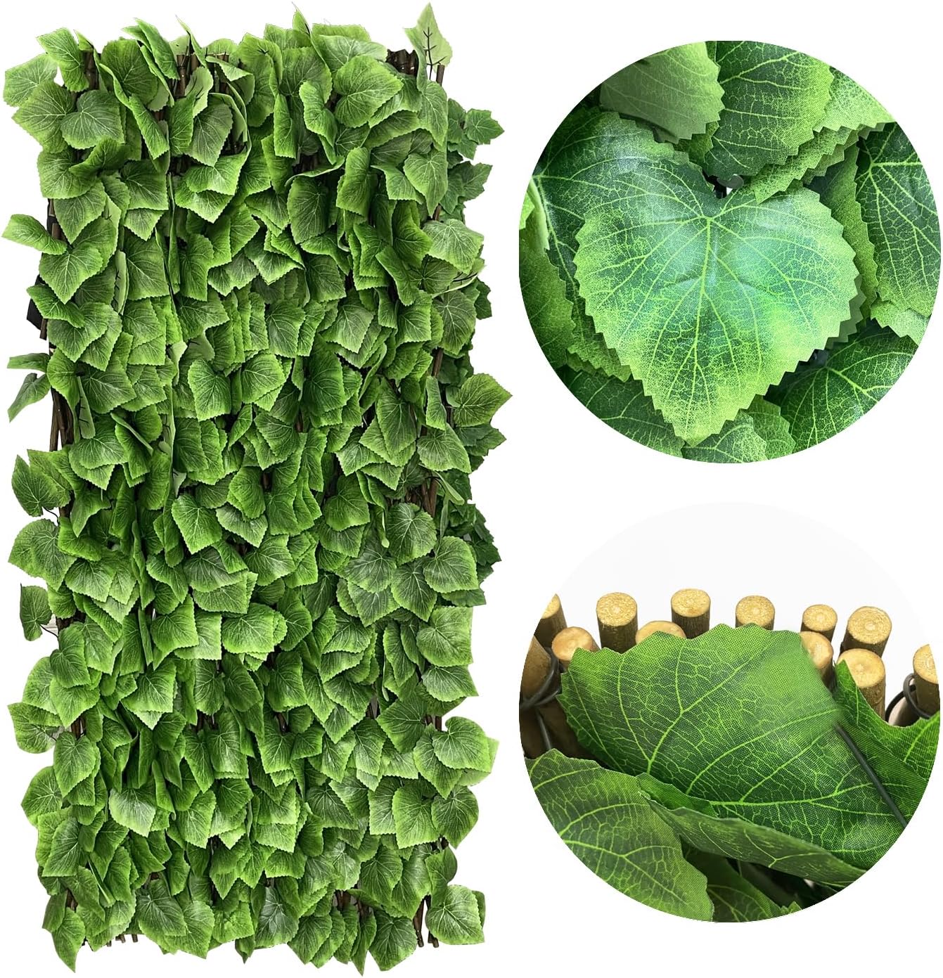 Expandable Fence Privacy Screen for Balcony Patio Outdoor,Decorative Faux Ivy Fencing Panel,Artificial Hedges (Single Sided Leaves)……